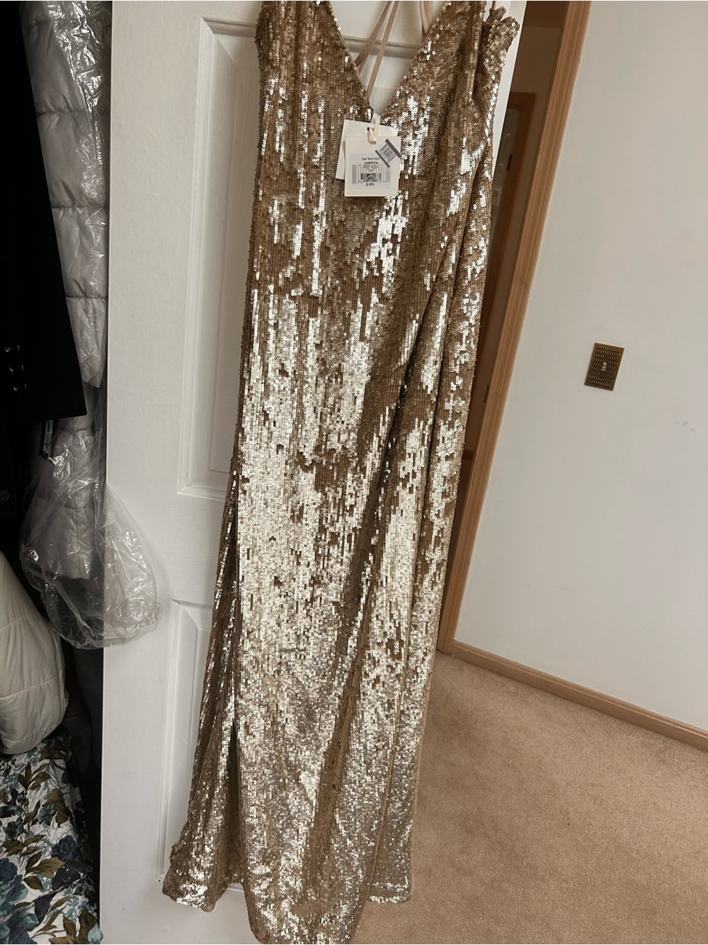 Twp josephine Sequined Gold Evening dress size 10